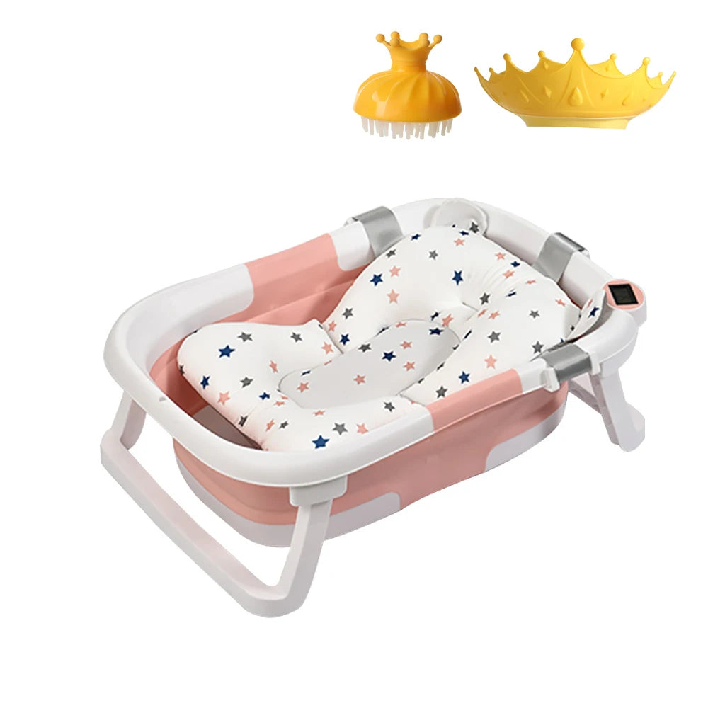 Portable Collapsible Baby Bathtub for Newborn to Toddler Durable Essential Infant Bath Tub with Soft Cushion-World Bazaar Life