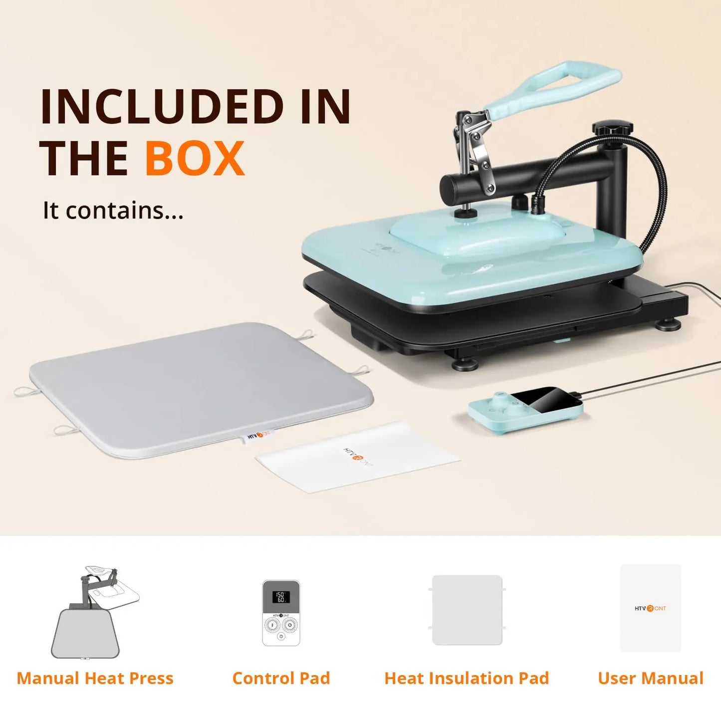 HTVRONT 15" x 15" Manual Heat Press Machine with 52 Accessories & Portable Mini Press
