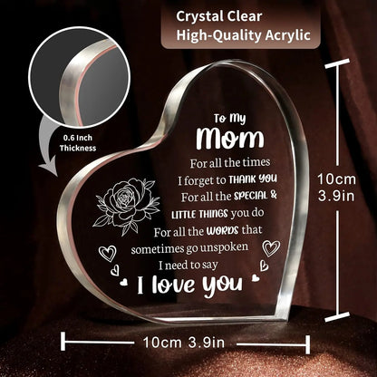 Heart Transparent Acrylic Ornaments Decorations Gift for My Mom Birthday Present From Family Souvenir for Mother's Day Gift-World Bazaar Life