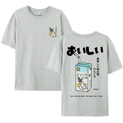 Cute Japanese Cat Print Oversized T-shirt men Women Short Sleeve Loose Casual Tee Shirt Streetwear Tops Cotton Harajuku Clothing-World Bazaar Life