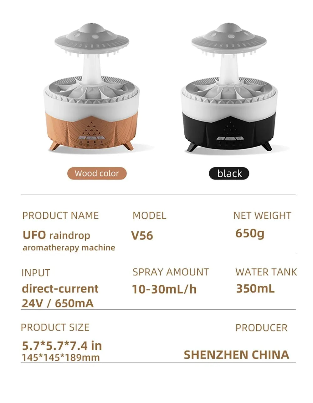 Aierwill Ultrasonic Oil Diffuser & Humidifier with Remote Control.