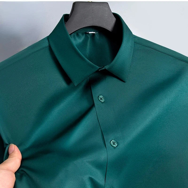 New Anti-Wrinkle Men Shirts Long Sleeve Dress Shirts For Men Slim Fit Camisa Social Business Blouse White Office Shirt S-6XL - World Bazaar Life