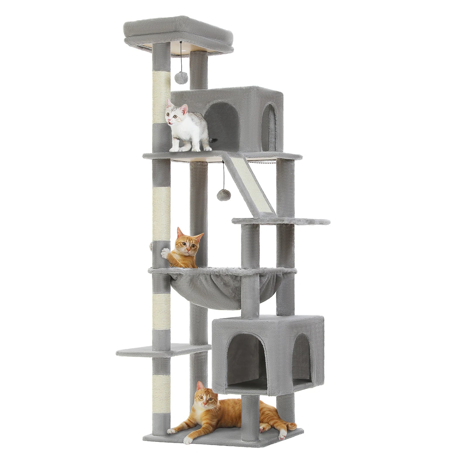 180cm Large Cat Tree Tower with Scratching Post, Hammock & Perch - World Bazaar Life