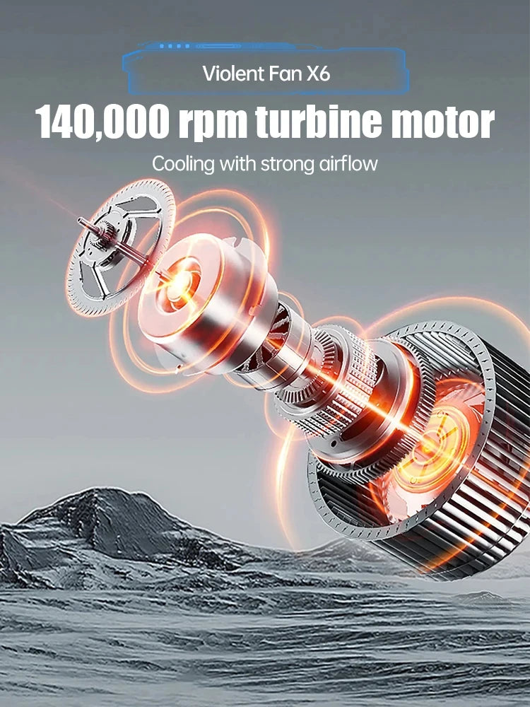 X6 Turbo Jet Fan Turbo Violent Fan Powerful Blower with High Speed Duct Fan Handheld Duct Fan 140000 RPM 53m/s Air Duster Blower