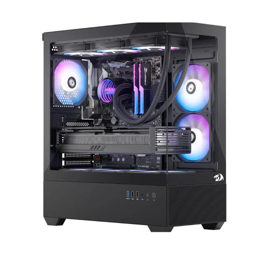 Redragon CA606 Gaming Back-Mounted ATX Computer Chassis,3 x 120mm Fans Pre-Installed 270° Full View PC Case, - World Bazaar Life