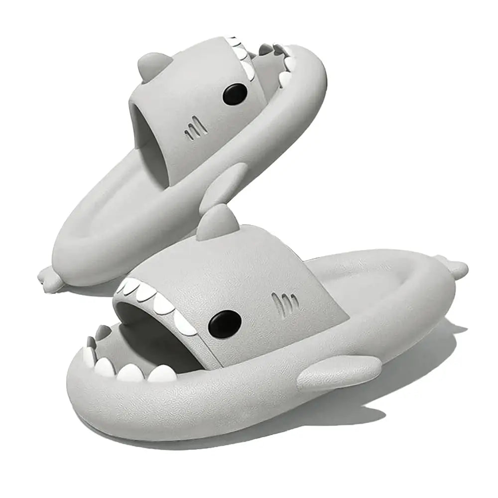 SmilePoP Shark Slides Summer Cute Cartoon Shark Slippers for Women Men Non-Slip Open Toe Sole Sandals Casual Unisex Beach Shoes
