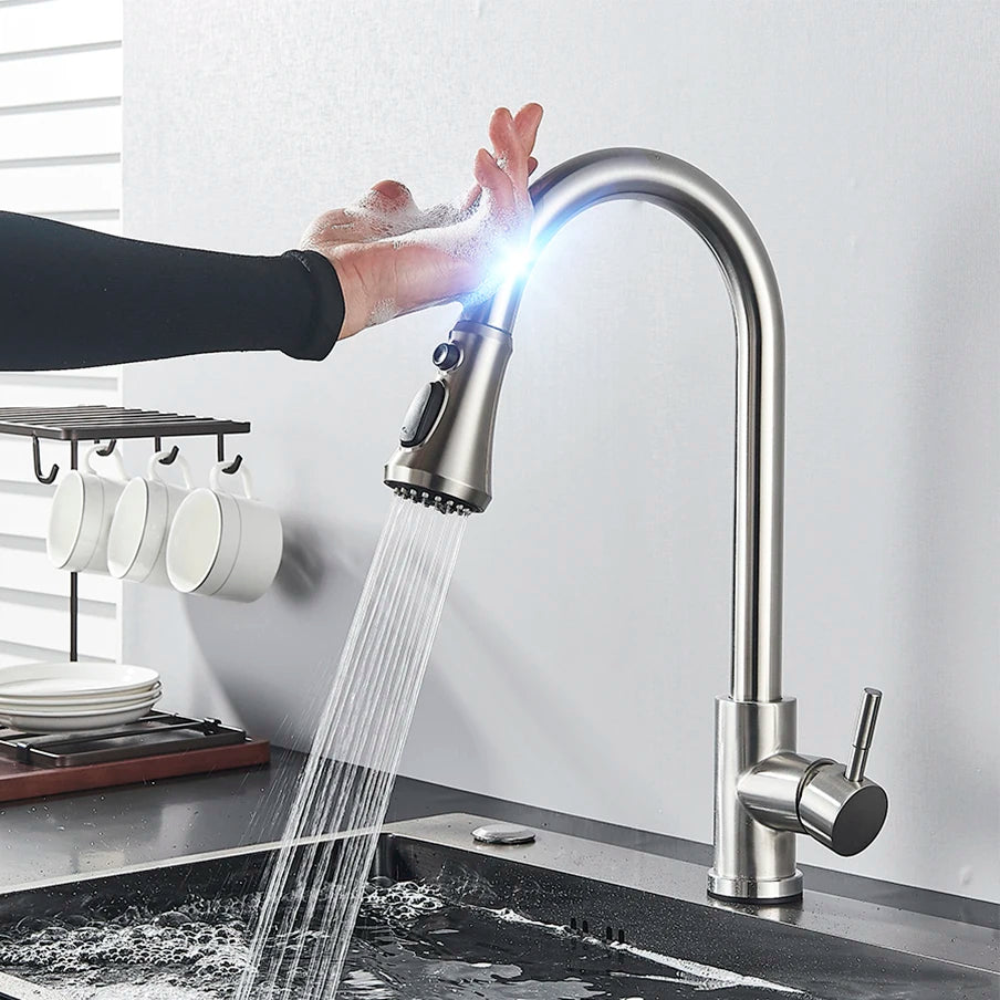 Pull-Out Sensor Black Kitchen Faucet Touch Control Mixer Tap - World Bazaar Life
