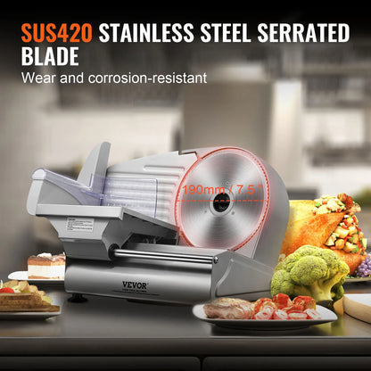 VEVOR 180W Electric Meat Slicer with SUS420 Blade for Home Use
