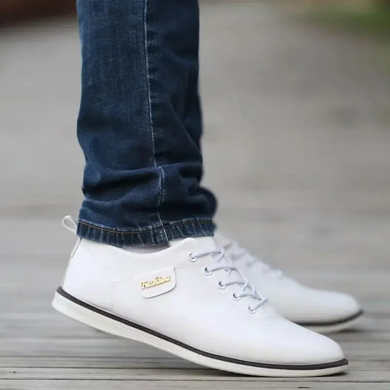 Men's PU Leather Business Casual Shoes Men's Outdoor Breathable Sports Shoes Men's Fashion Loafers Walking Shoes - World Bazaar Life