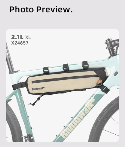 Rhinowalk Bike Frame Bag 2.1L-2.7L Splash-Proof Bicycle Under Tube Bag Triangle Bag Double Sided SBS Zipper Bottom binding syste