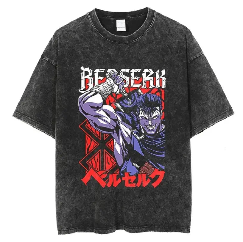 Anime Berserk T-shirts for Men New in Tops and T-shirts Cotton Men's Clothing Y2k Oversized GYM Graphic Sexmachine Vintage T-shi-World Bazaar Life