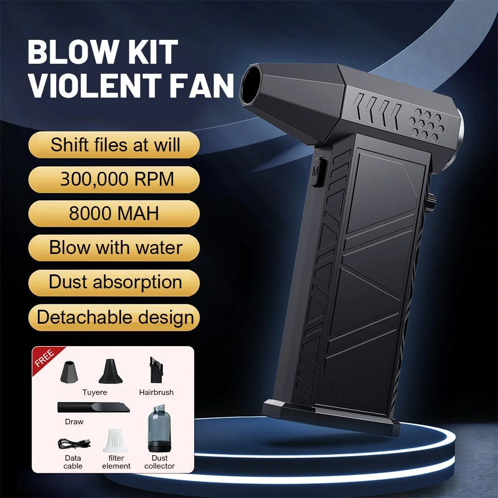 X9 Violent Fan 300000RPM Powerful Air Blower Vacuum Cleaner Type-C Charging Strong Winds 58m/s Brushless Turbo Jet Blower Dryer-World Bazaar Life