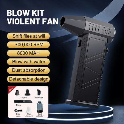 X9 Violent Fan 300000RPM Powerful Air Blower Vacuum Cleaner Type-C Charging Strong Winds 58m/s Brushless Turbo Jet Blower Dryer-World Bazaar Life