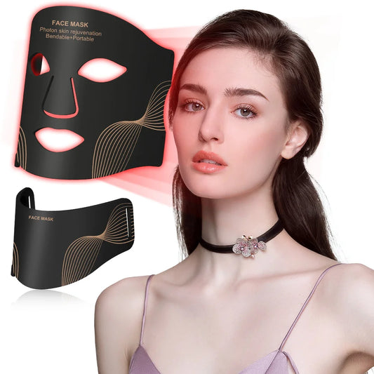 7 Color LED Face Mask with Neck - Wireless Portable Red Light Therapy for Anti-Aging, Wrinkles, Skin Rejuvenation, Home Use-World Bazaar Life