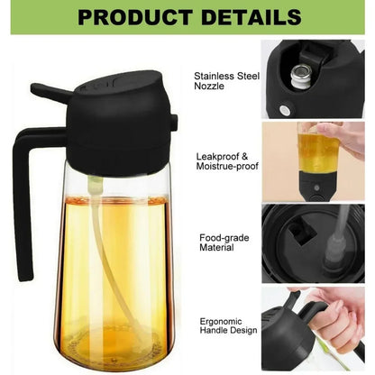 2in1 Olivenölspender &amp; Sprühflasche 500ml zum Kochen &amp; Grillen