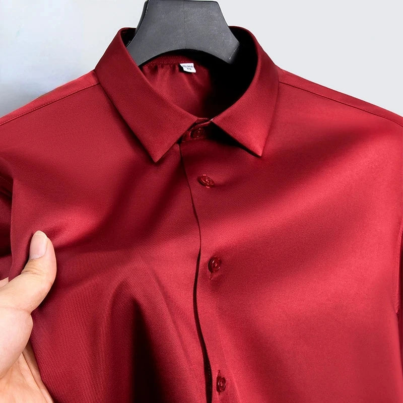New Anti-Wrinkle Men Shirts Long Sleeve Dress Shirts For Men Slim Fit Camisa Social Business Blouse White Office Shirt S-6XL - World Bazaar Life
