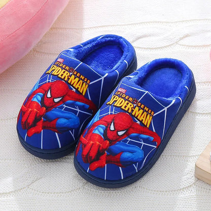 Cartoon Printed Spider-man Cotton Slippers For Children's Shoes Fashion New Style Warmth Autumn Winter Indoor Kids Boys Slipper-World Bazaar Life