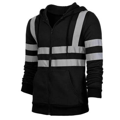 Hoodies Male Reflective Sportswear Men's Jacket Road Work High Visibility Pullover Long Sleeve Tops Coat Clothes Streetwear