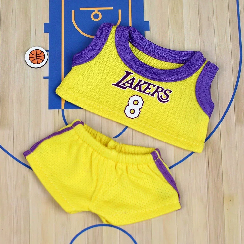17cm Labubu Basketball Player Clothing Kawaii Mini Plush Doll Clothes Doll Cute Athlete Idol Doll Accessories Birthday Gifts