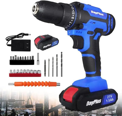 21V Electric Drill Driver Kit with Battery, Charger & 26 Bits for DIY - World Bazaar Life