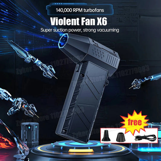 X6 Turbo Jet Fan Turbo Violent Fan Powerful Blower with High Speed Duct Fan Handheld Duct Fan 140000 RPM 53m/s Air Duster Blower