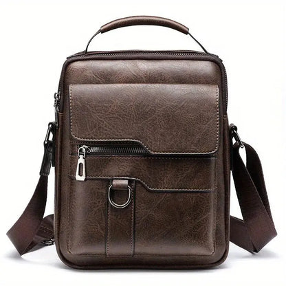 DJB1106 Men's Casual Crossbody Briefcase Backpack Korean Business Vertical Leather Business Flap Solid Color Messenger Bag - World Bazaar Life