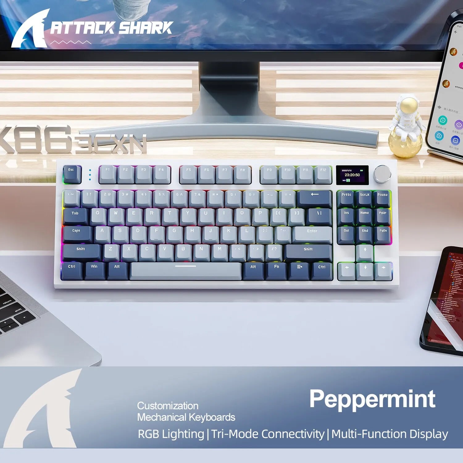 K86 Wireless Hot-Swappable Mechanical Keyboard Bluetooth/2.4g With Display Screen and Volume Rotary Button for Games and Work - World Bazaar Life