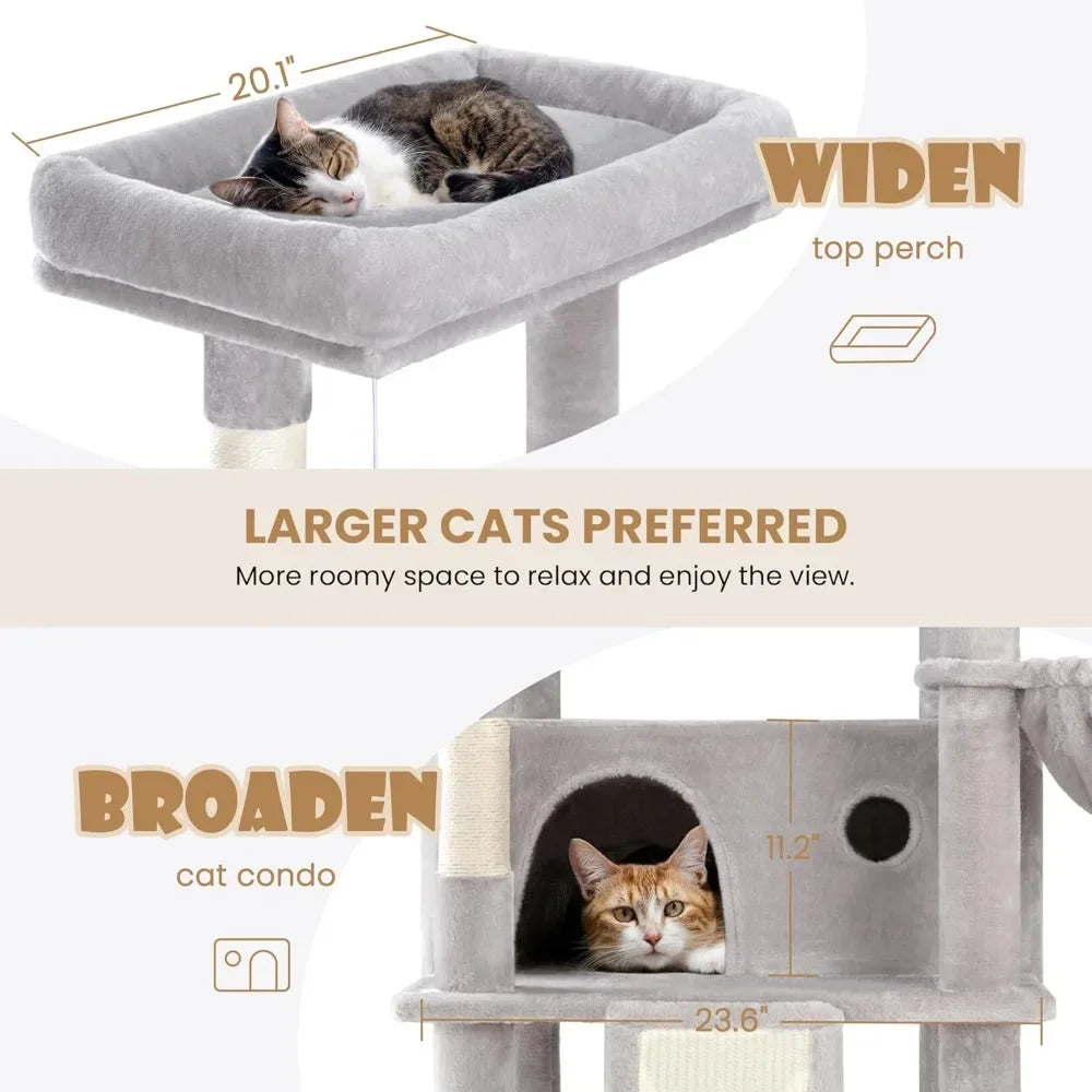 81in Multi-Level Tall Cat Tree Tower with Hammock & Perches for Kitties - World Bazaar Life