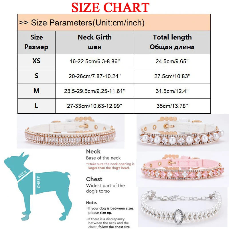 Luxury Rhinestone Puppy Collar for Small Dogs Cat Necklace Bling Crystal Jewelry Pet Accessorie Princess Diamond Wedding Collar-World Bazaar Life