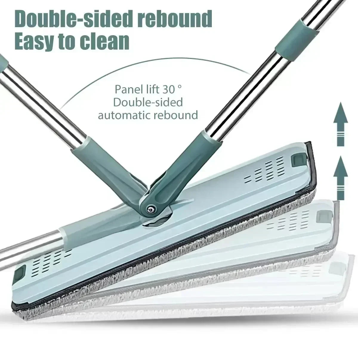 Flat Squeeze Mop with Bucket, Easy Wring, All-Purpose Floor Cleaning, Microfiber Pads, Wet or Dry,for Hardwood & Laminate Floors