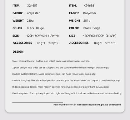 Rhinowalk Bike Frame Bag 2.1L-2.7L Splash-Proof Bicycle Under Tube Bag Triangle Bag Double Sided SBS Zipper Bottom binding syste