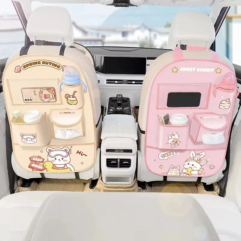 Car Seat Back Storage Bag Hanging Anti-Kick Pad With Handle Anti-Wear Universal Car Back Storage Bag Cute Children-World Bazaar Life