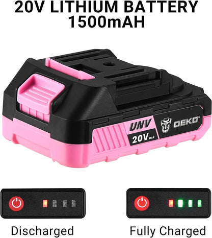 DEKO 20V Pink Cordless Power Drill Set for Women Electric Tool - World Bazaar Life