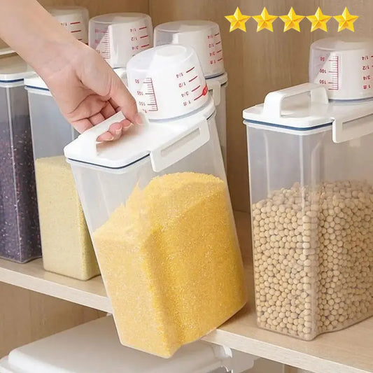 1pc Top-Rated Rice and Grains Storage Canister with Measuring Cup - Moisture-Proof, Insect-Proof, Dust-Proof-World Bazaar Life
