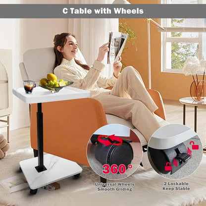 Adjustable Overbed Laptop Desk – Rolling Sofa Side Tray Table