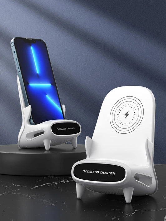 15W Wireless Review Phone Stand Support Mount Desktop Charger Stand Induction Fast Charge for iPhone Phone Holder