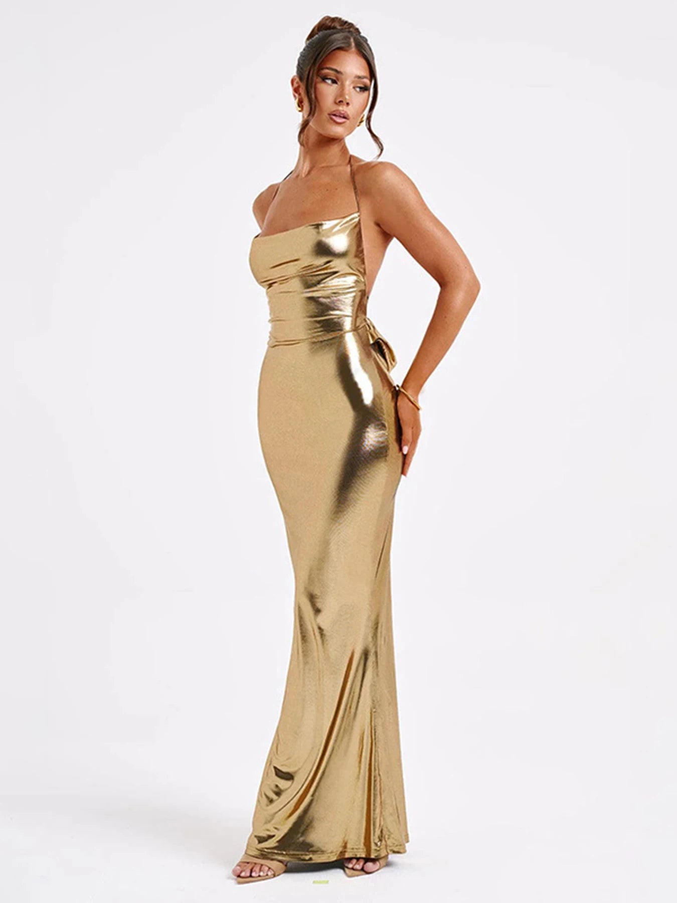 Women Dresses Summer New Strap Clubwear Sexy Backless Halter Bandage Long Dress Slim Solid Off Shoulder Lady Clothing Streetwear