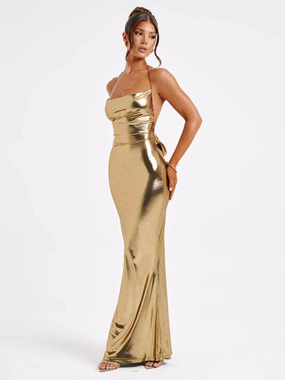 Women Dresses Summer New Strap Clubwear Sexy Backless Halter Bandage Long Dress Slim Solid Off Shoulder Lady Clothing Streetwear