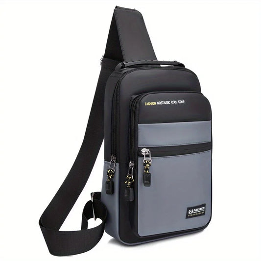 1pc Men's Casual Crossbody Bag, Fashion Sports Travel Oxford Cloth Sling Bag