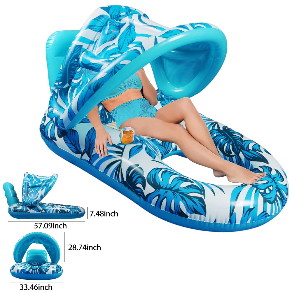PVC Inflatable Floating Row Foldable Air Mattresses Swimming Pool Summer Party Beach Water Float Bed Lounger Chair-World Bazaar Life