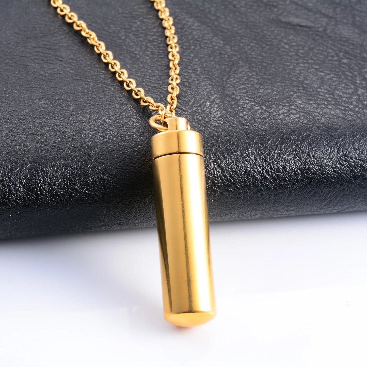 Keepsake Stainless Steel Cylinder Urn Pendant for Pet Ashes Necklace Chain Choker Charms Funeral Cremation Jewelry Accessories - World Bazaar Life