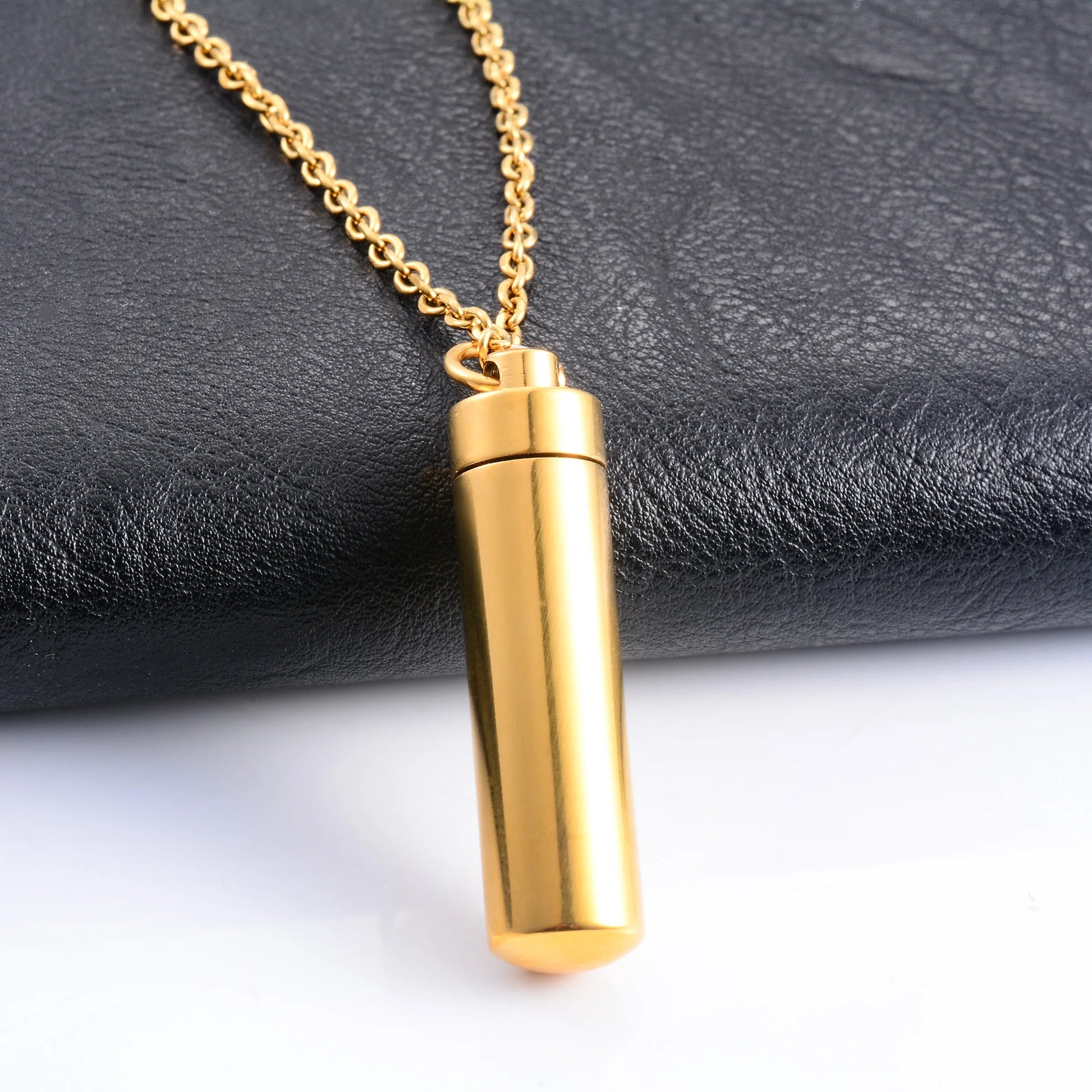 Keepsake Stainless Steel Cylinder Urn Pendant for Pet Ashes Necklace Chain Choker Charms Funeral Cremation Jewelry Accessories - World Bazaar Life