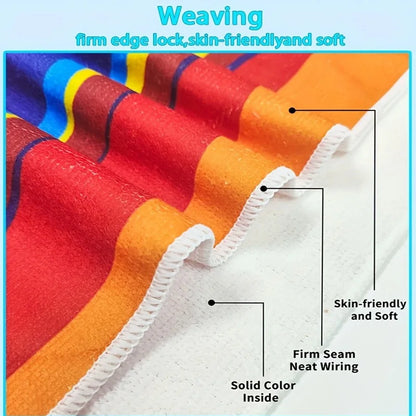 Quick-Dry Large Rainbow Beach Towel for Swimming, Yoga & Camping