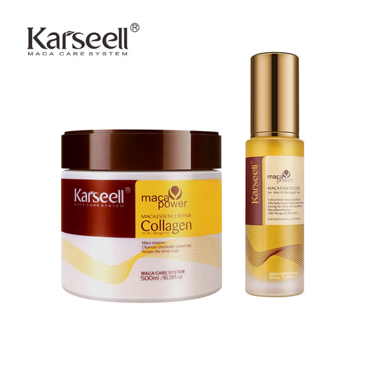 Karseell Collagen Hair Treatment Deep Repair Hair Mask 500ml + Argan Oil Hair Serum 50ml for Dry Damaged Hair All Hair Types-World Bazaar Life