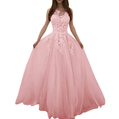 Elegant Lace V-Neck Maxi Dress – Sleeveless Summer Party Wear