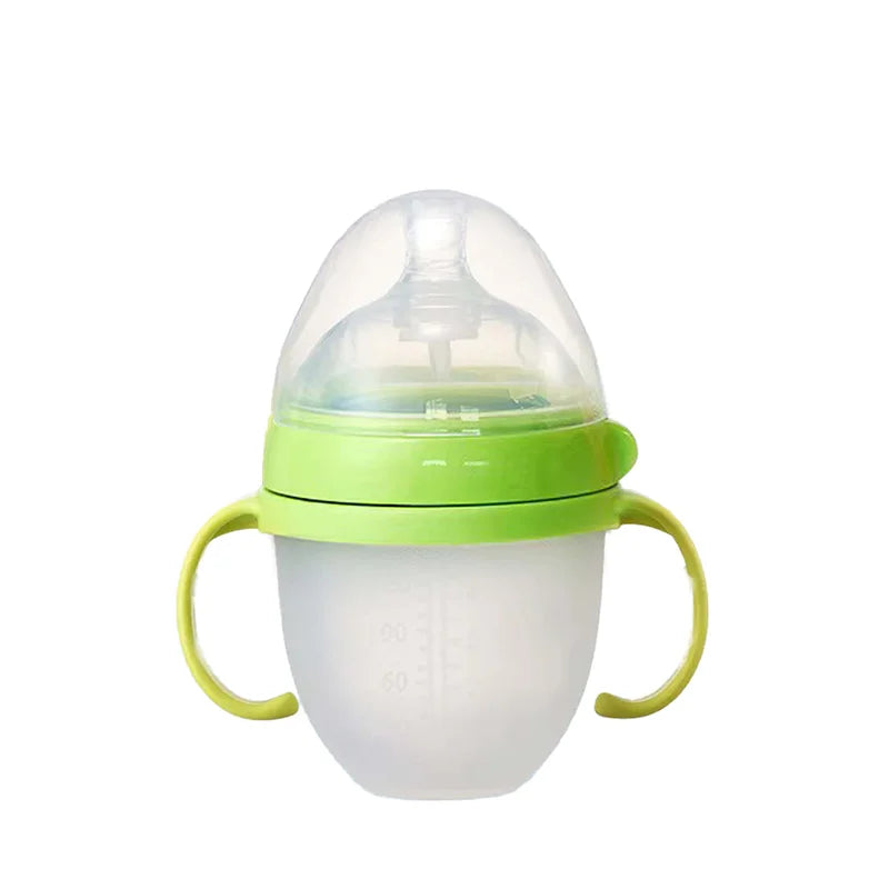 New 0-36 months baby nano-silicone bottle 240ml 150ml with handle Breastmilk-like design Soft milk pulling - World Bazaar Life