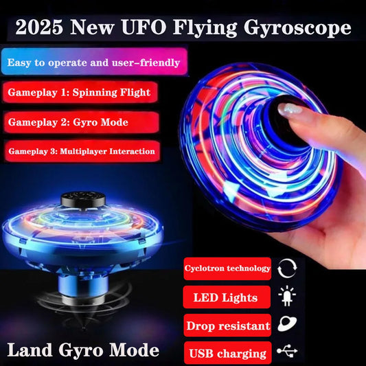 UFO Fingertip Gyroscope Sensing Toy, Fun Floating Luminous Gyroscope Stress Reducing Toy Children's Birthday Toy Gift