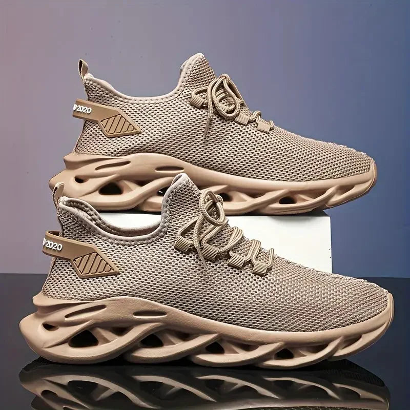 Men Sports Running Black Jogging Shoes Casual Sneakers Brown Outdoor Breathable Mesh Women Light Shock-absorption Black Tennis - World Bazaar Life