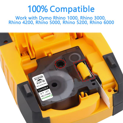 5Pcs 6-24mm Black on White Black on Yellow Heat Shrink Tube Tape 18051 18052 18053 18054 18055 18056 For Dymo RHINO Label Maker - World Bazaar Life