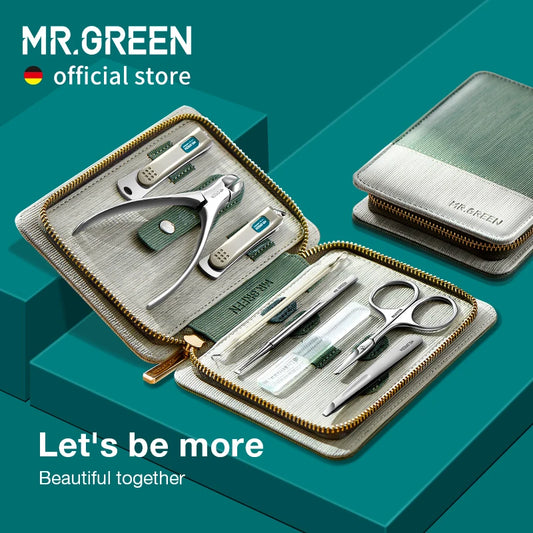 MR.GREEN Manicure Set Pedicure Sets Nail Clipper Stainless Steel Professional Nail Cutter Tools with Travel Case Kit-World Bazaar Life